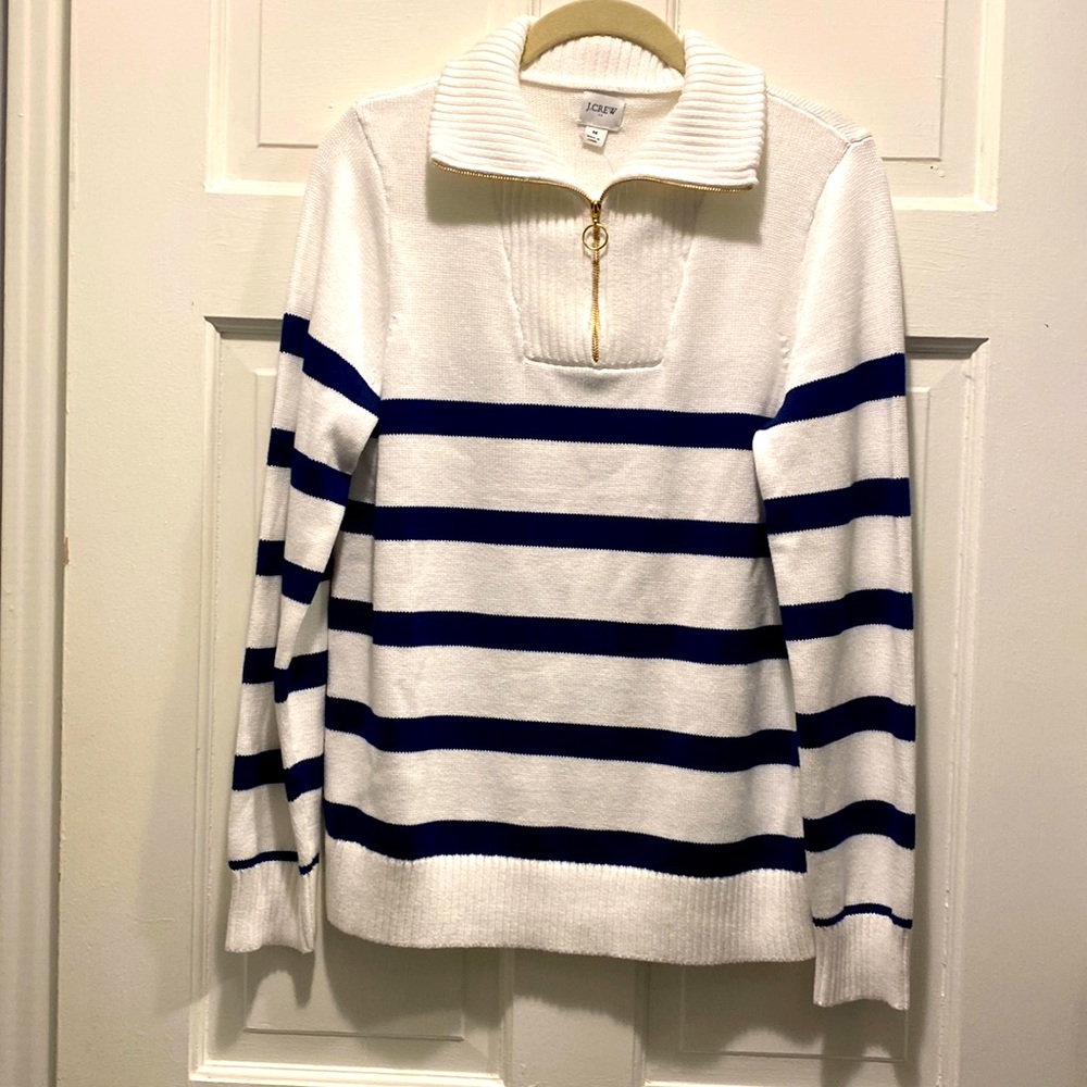 J.Crew striped sweater with ruffle on shoulders